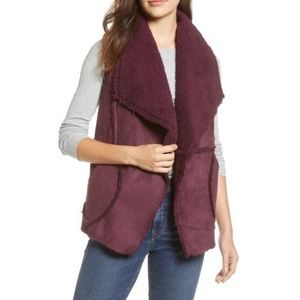 CASLON reversible burgundy Faux Fur Vest NWT
